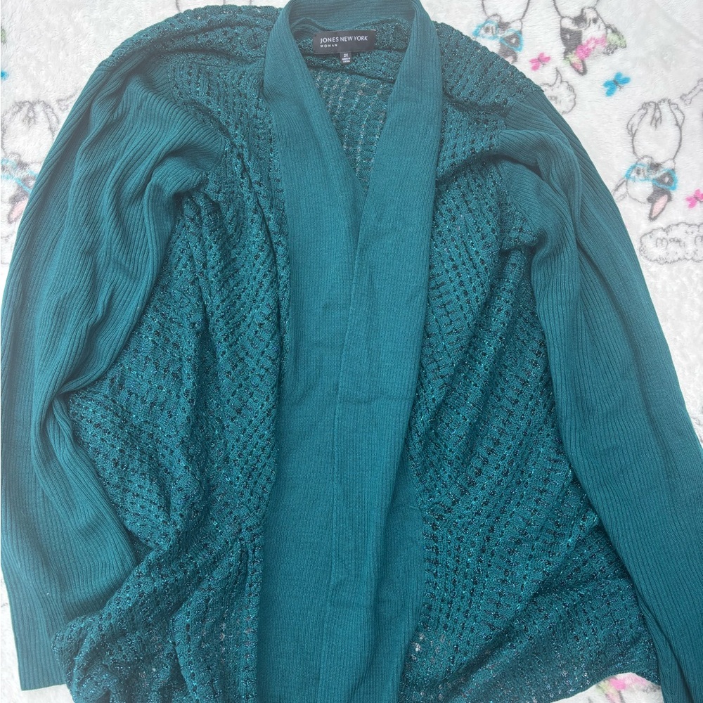 Jones New York Teal Knit Cardigan